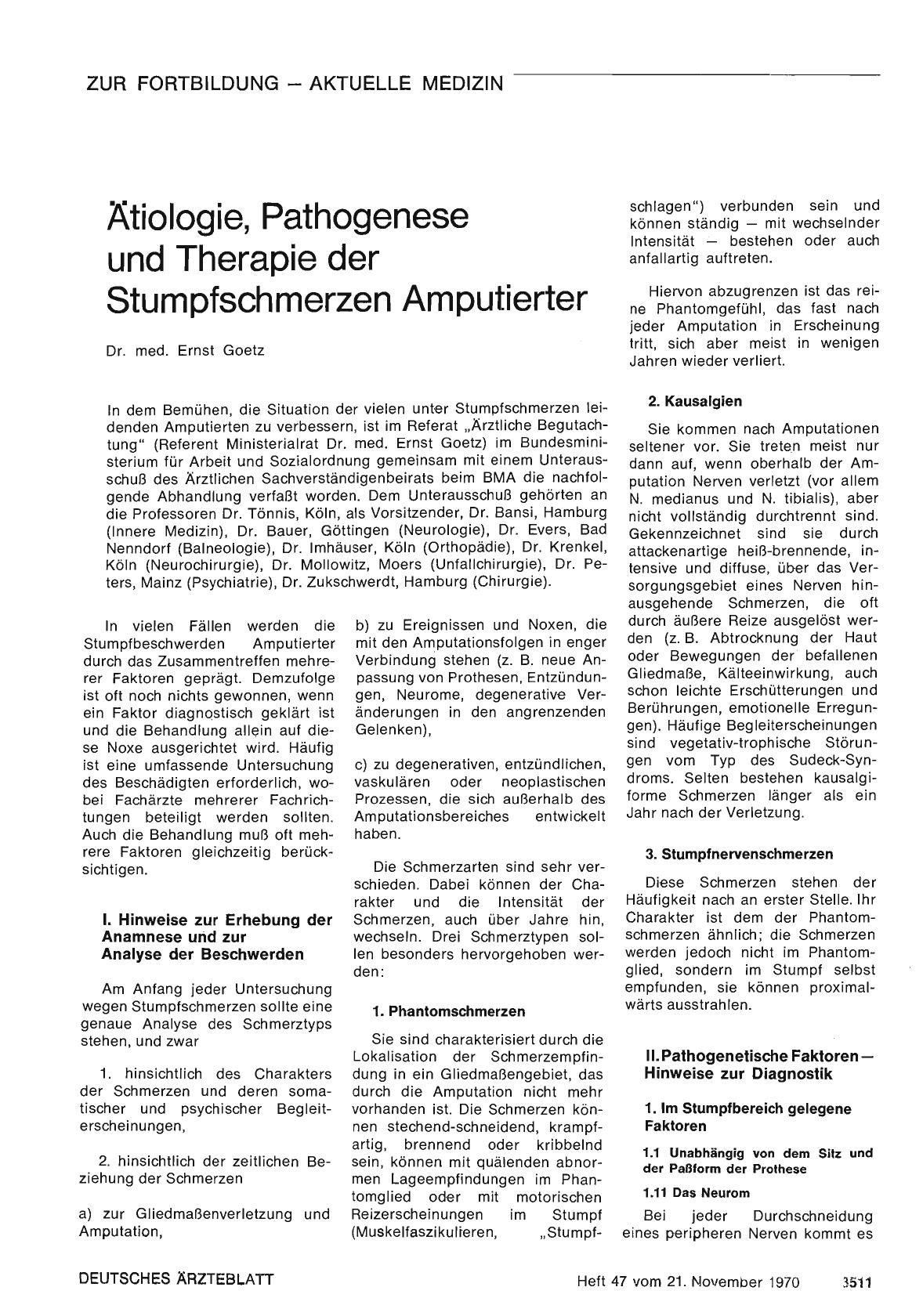 Vorschauseite 1: Ätiologie, Pathogenese und Therapie der Stumpfschmerzen Amputierter