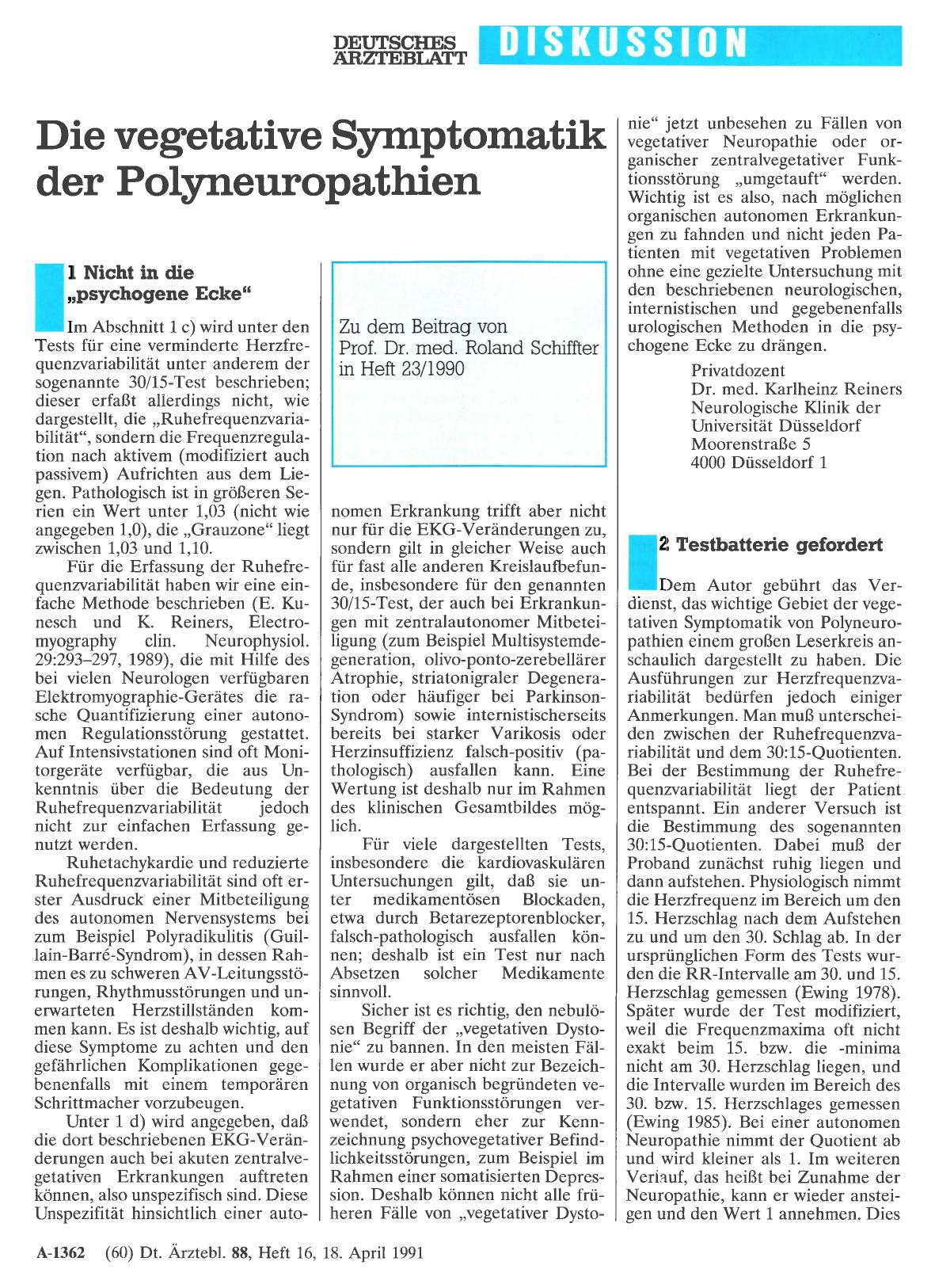 Vorschauseite 1: Die vegetative Symptomatik der Polyneuropathien: 2 Testbatterie gefordert