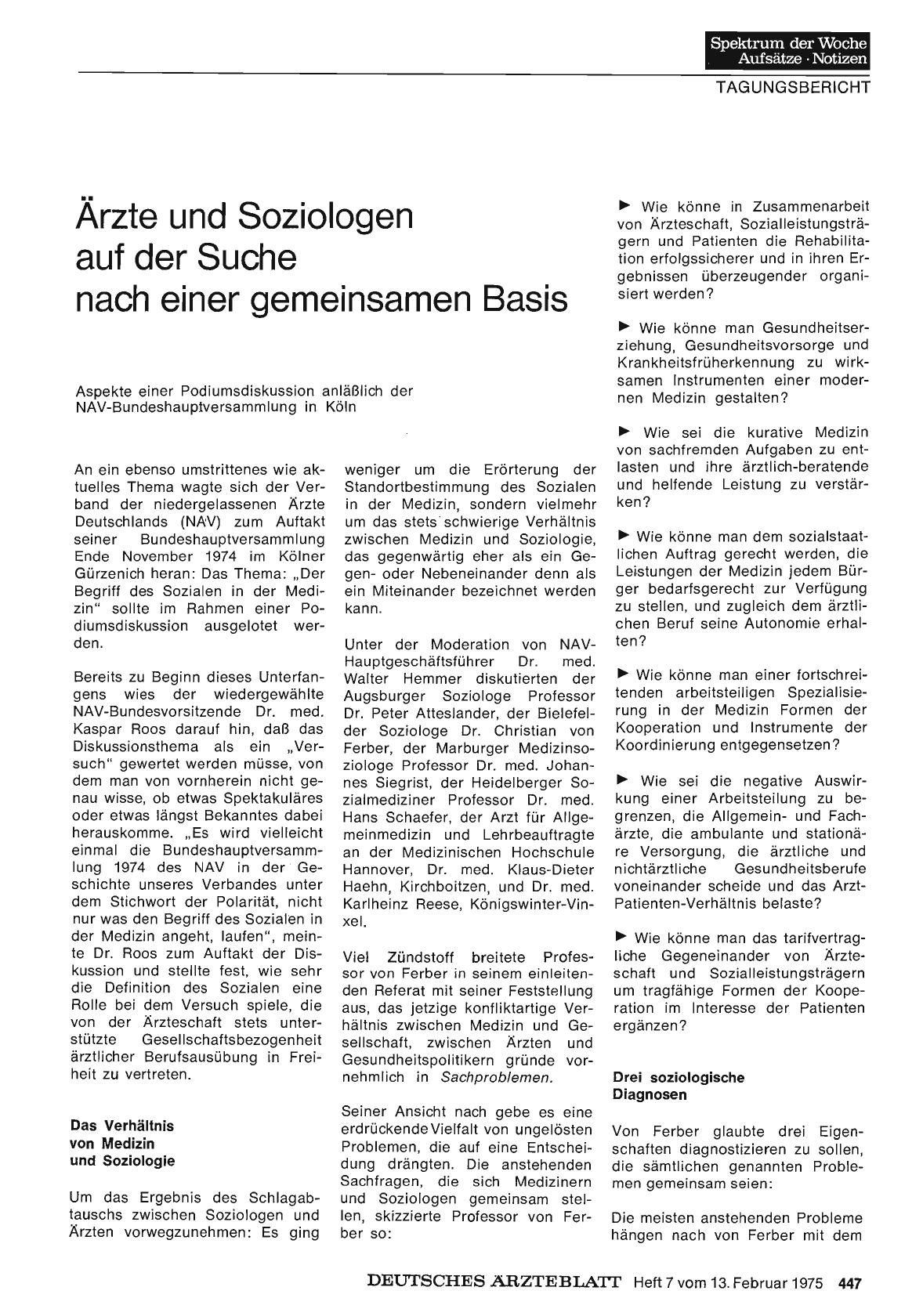 Vorschauseite 1: Ärzte und Soziologen auf der Suche nach einer gemeinsamen Basis