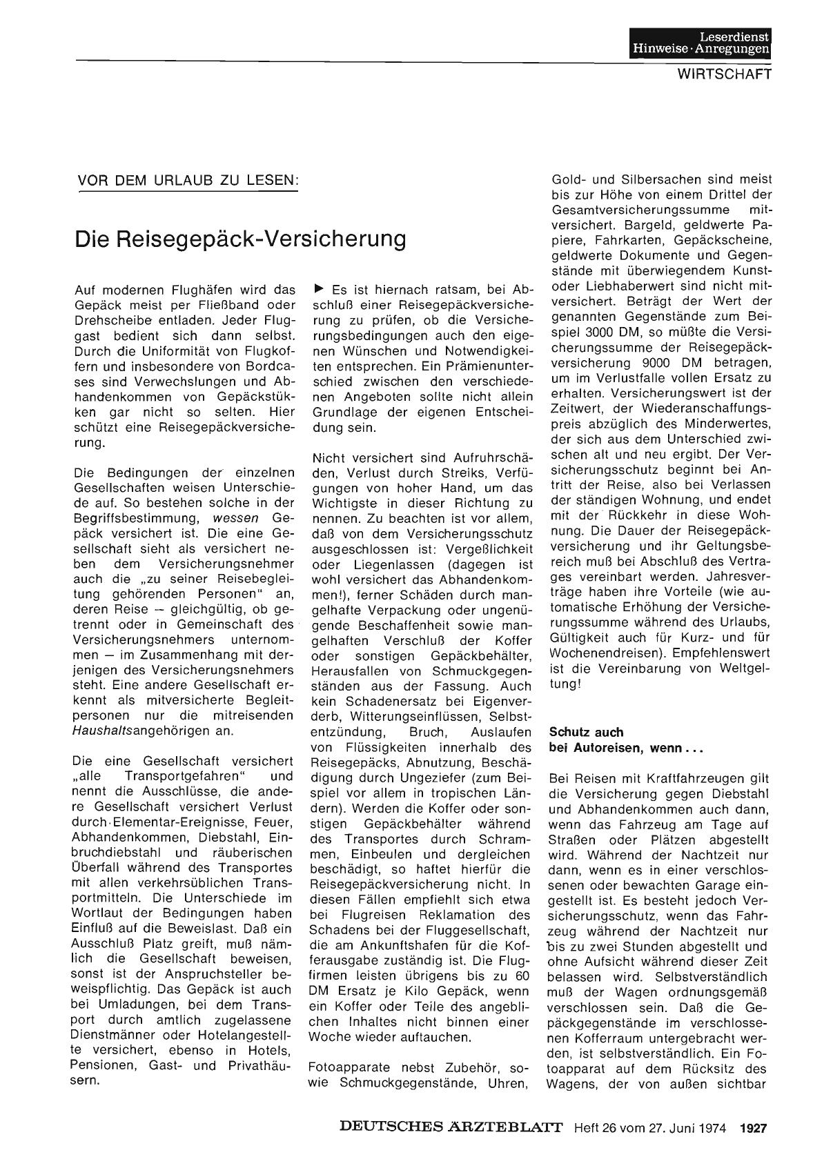 Vorschauseite 1: Vor dem Urlaub zu lesen: Die Reisegepäck-Versicherung