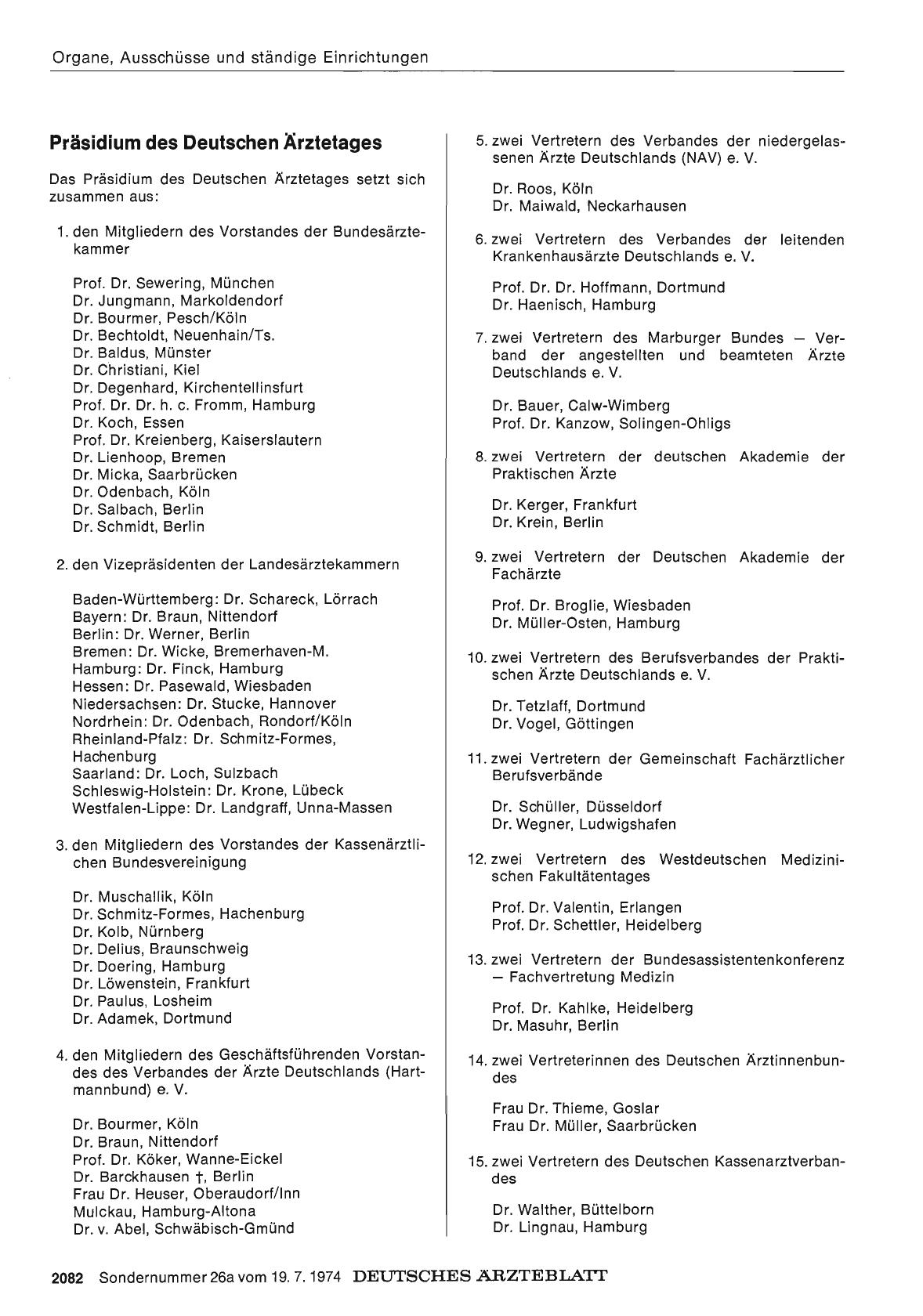 Vorschauseite 1: Präsidium des Deutschen Ärztetages