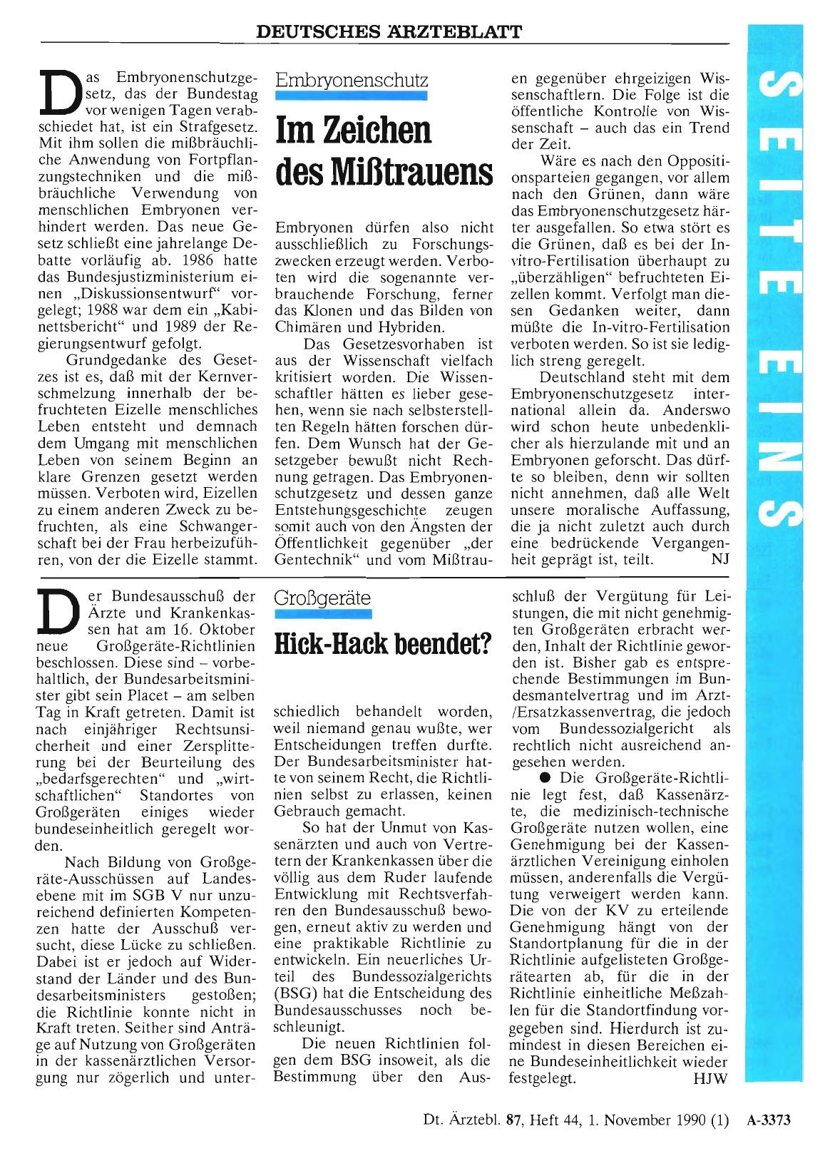 Vorschauseite 1: Großgeräte: Hick-Hack beendet?