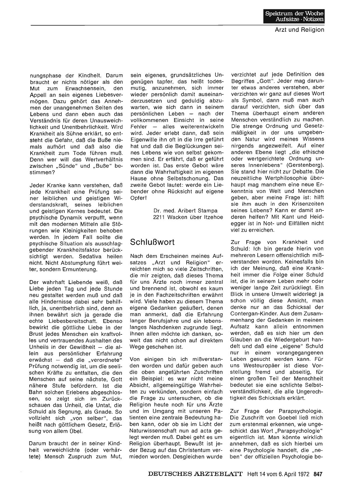 Vorschauseite 1: Arzt und Religion: Schlußwort