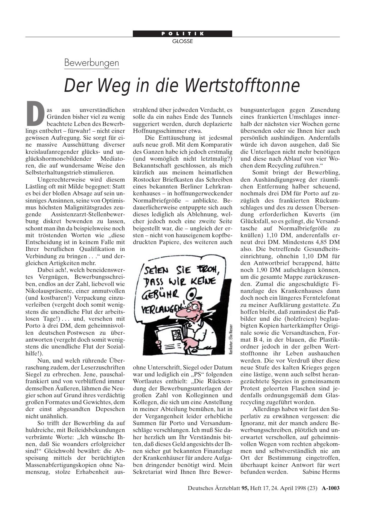 Vorschauseite 1: Bewerbungen: Der Weg in die Wertstofftonne