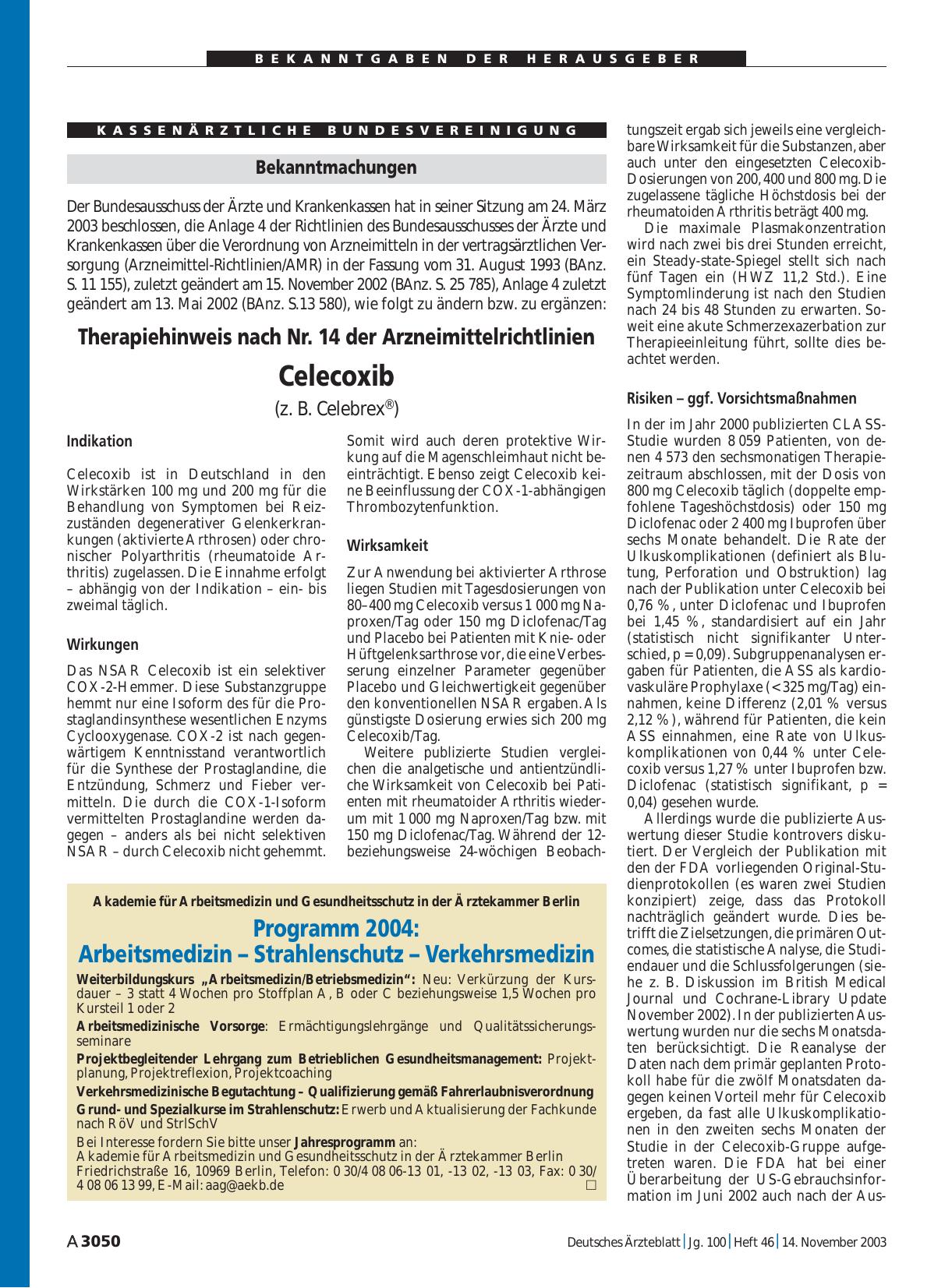 Vorschauseite 1: Programm 2004: Arbeitsmedizin – Strahlenschutz – Verkehrsmedizin