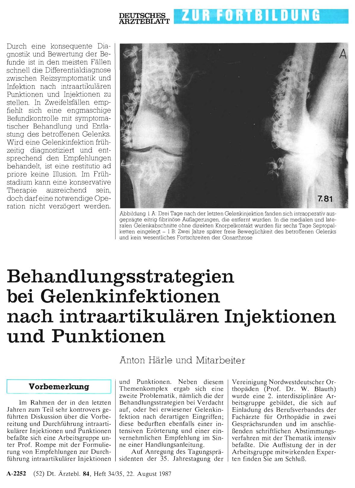 Vorschauseite 1: Behandlungsstrategien bei Gelenkinfektionen nach intraartikulären Injektionen und Punktionen