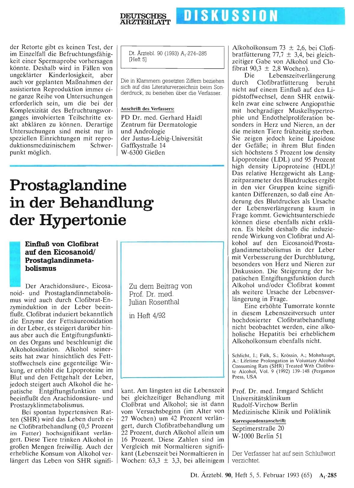 Vorschauseite 1: Prostaglandine in der Behandlung der Hypertonie: Einfluß von Clofibrat auf den Eicosanoid/ Prostaglandinmetabolismus