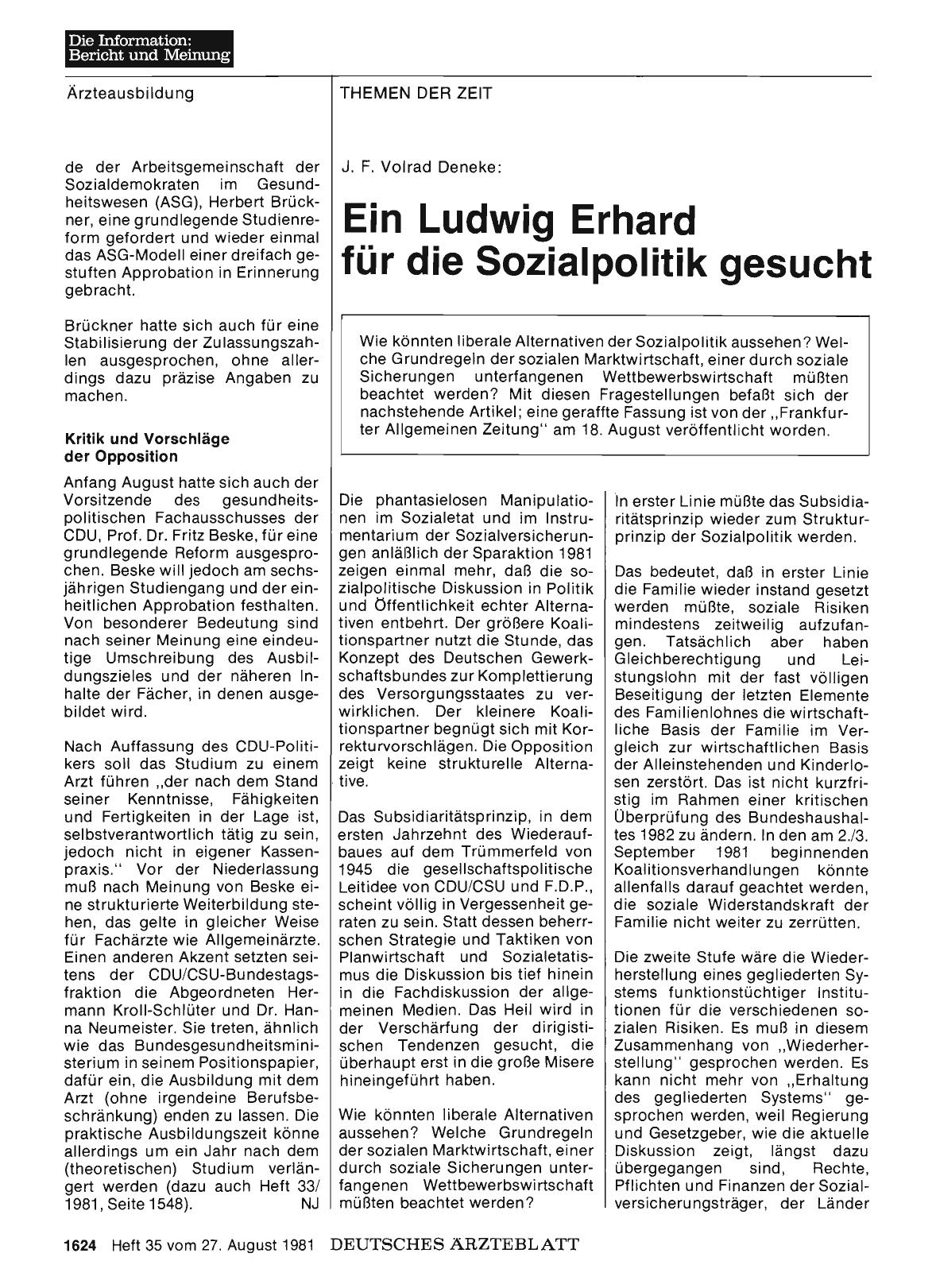 Vorschauseite 1: Ein Ludwig Erhard für die Sozialpolitik gesucht