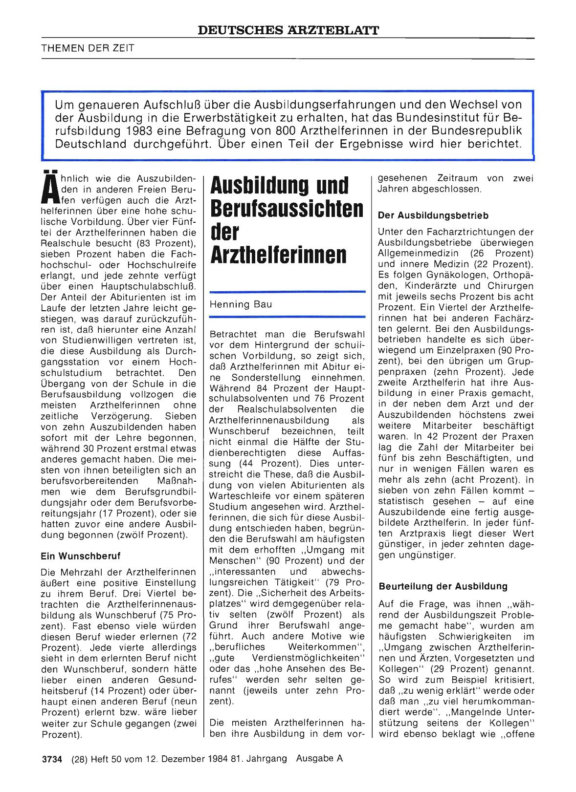 Vorschauseite 1: Ausbildung und Berufsaussichten der Arzthelferinnen