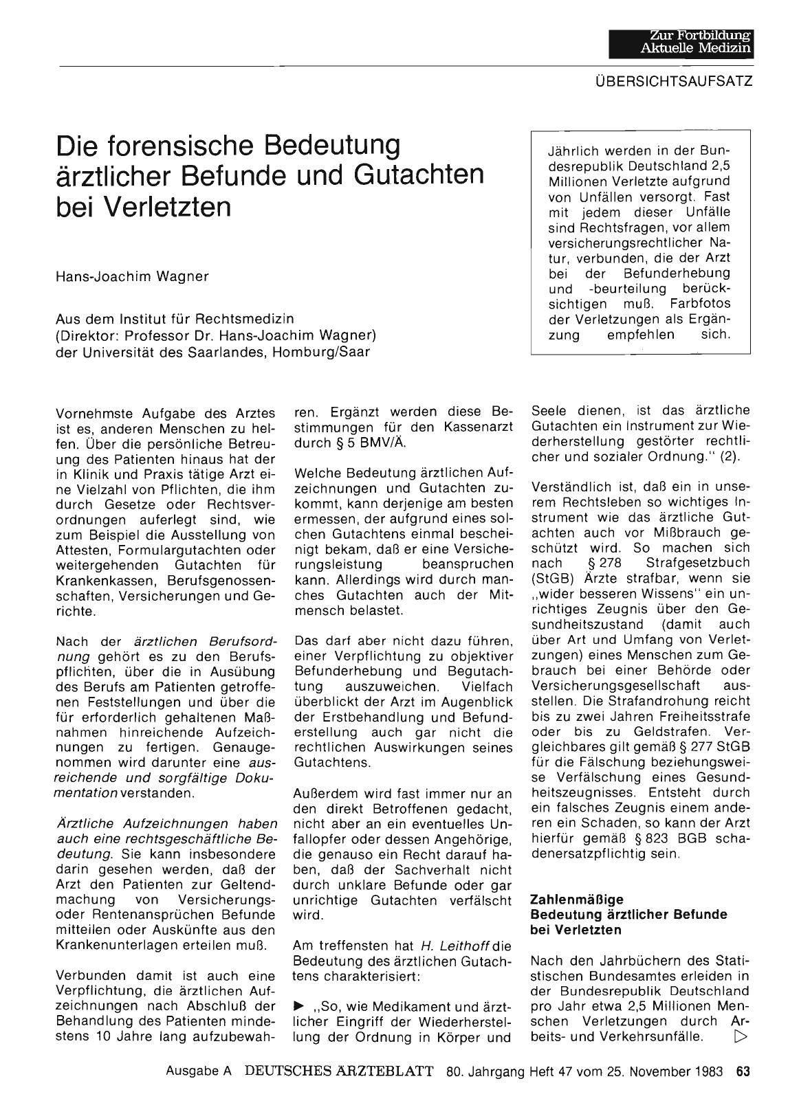Vorschauseite 1: Die forensische Bedeutung ärztlicher Befunde und Gutachten bei Verletzten