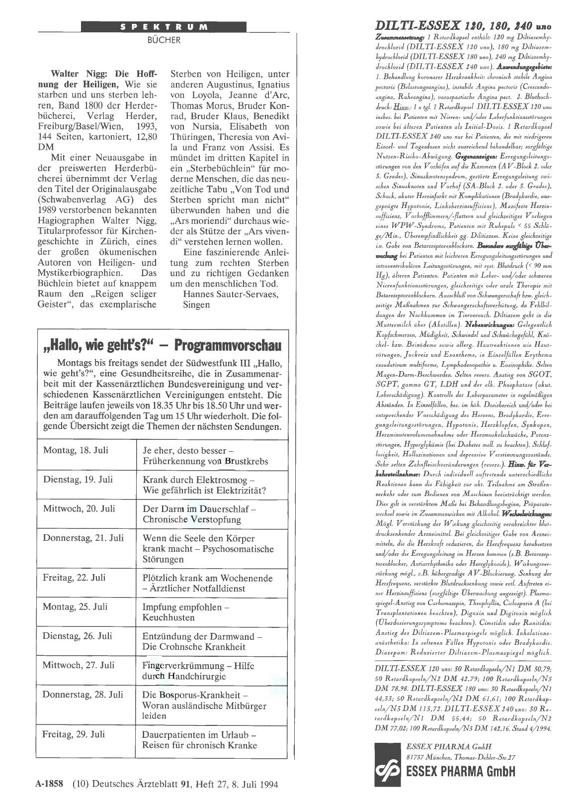 Vorschauseite 1: „Hallo, wie geht's? “ — Programmvorschau
