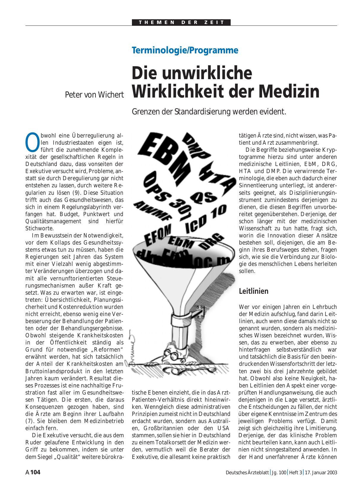 Vorschauseite 1: Terminologie/Programme: Die unwirkliche Wirklichkeit der Medizin