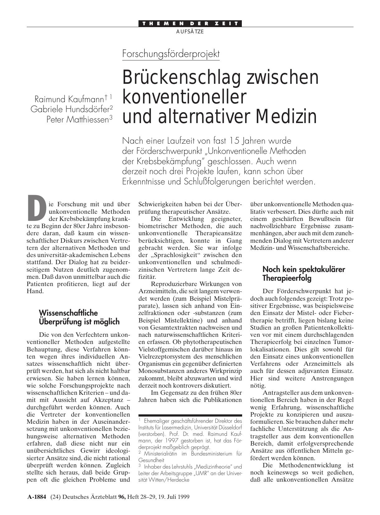 Vorschauseite 1: Forschungsförderung „Unkonventionelle Methoden der Krebsbekämpfung“