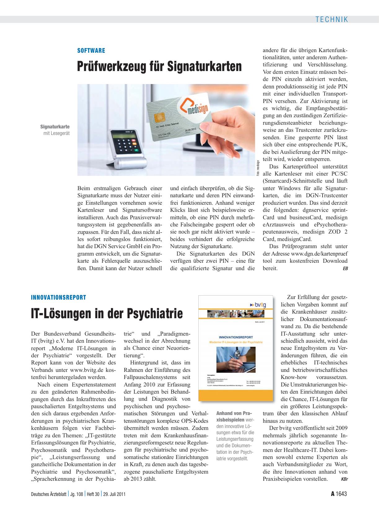 Vorschauseite 1: Innovationsreport: IT-Lösungen in der Psychiatrie