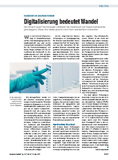 Vorschauseite 1: Fachberufe im Gesundheitswesen: Digitalisierung bedeutet Wandel