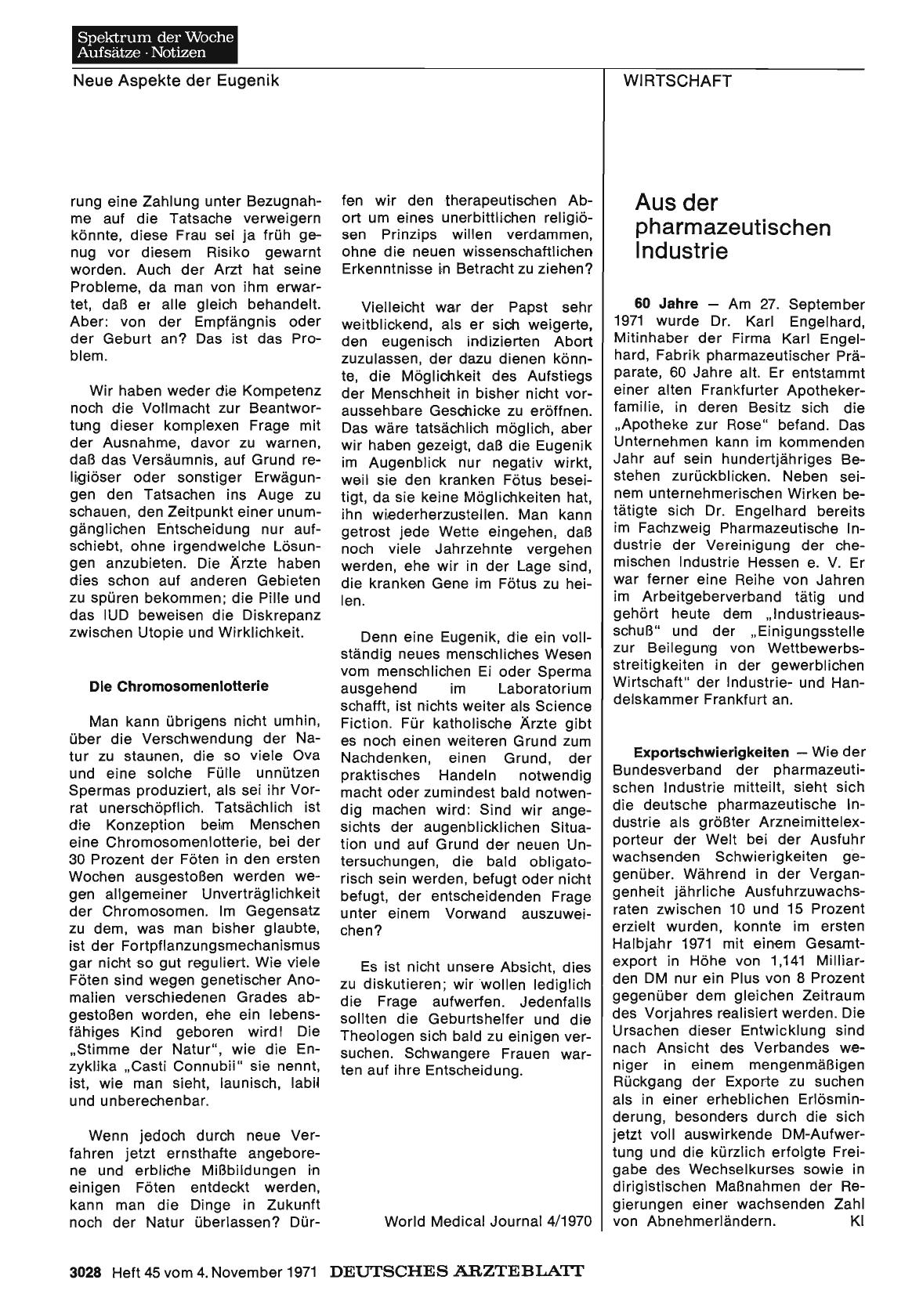 Vorschauseite 1: Aus der pharmazeutischen Industrie