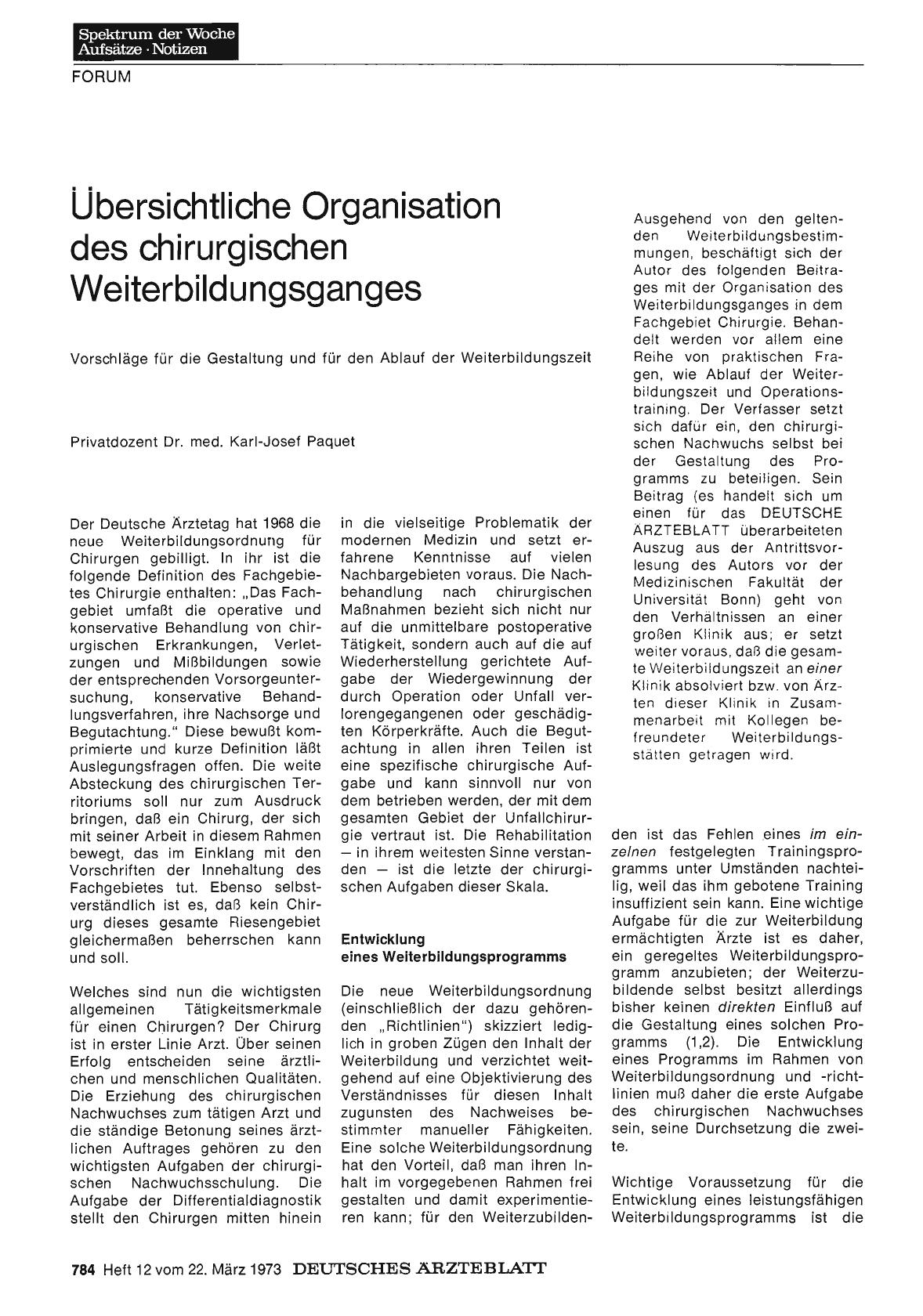Vorschauseite 1: Übersichtliche Organisation des chirurgischen Weiterbildungsganges