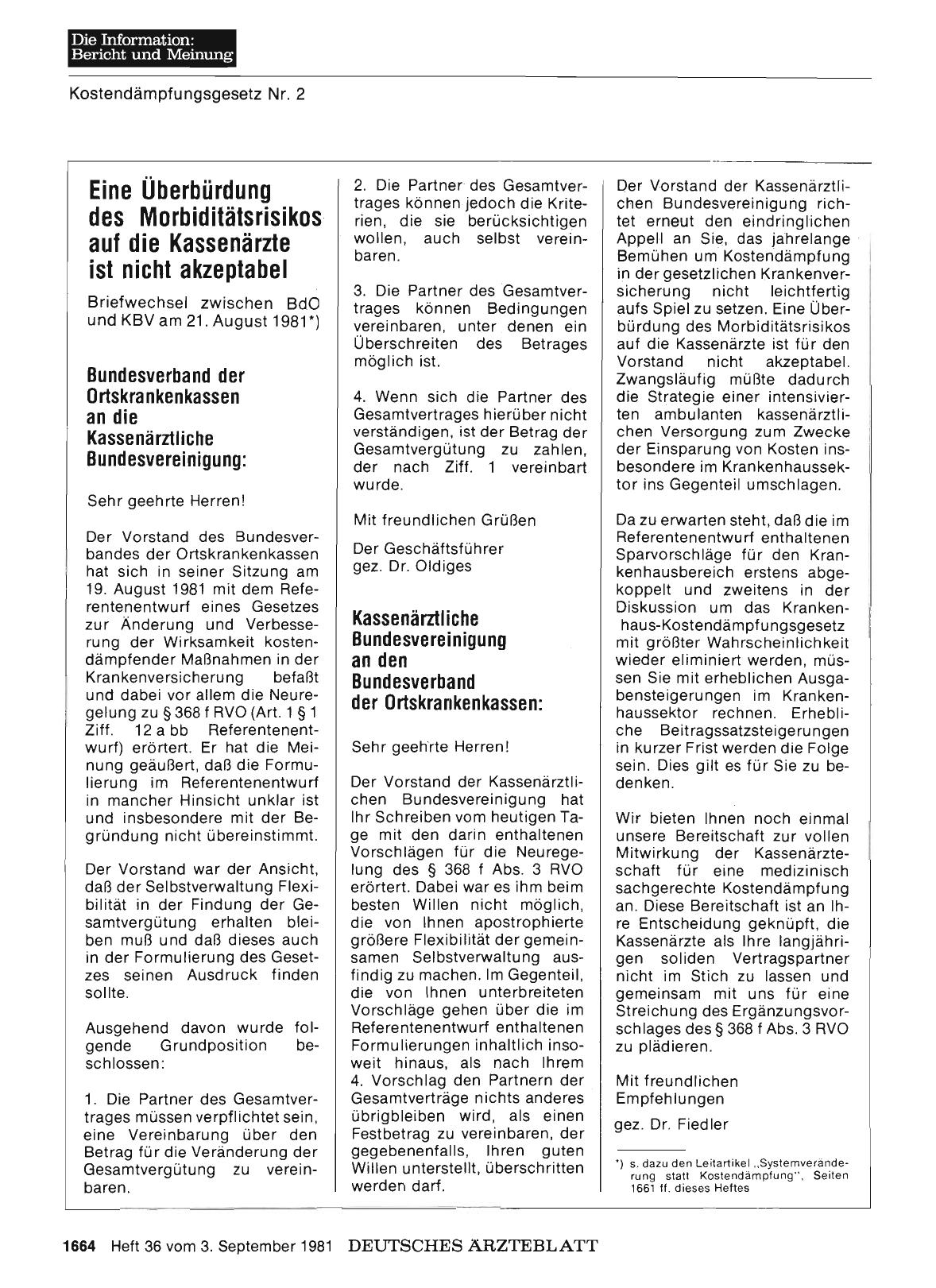 Vorschauseite 1: Eine Überbürdung des Morbiditätsrisikos auf die Kassenärzte ist nicht akzeptabel