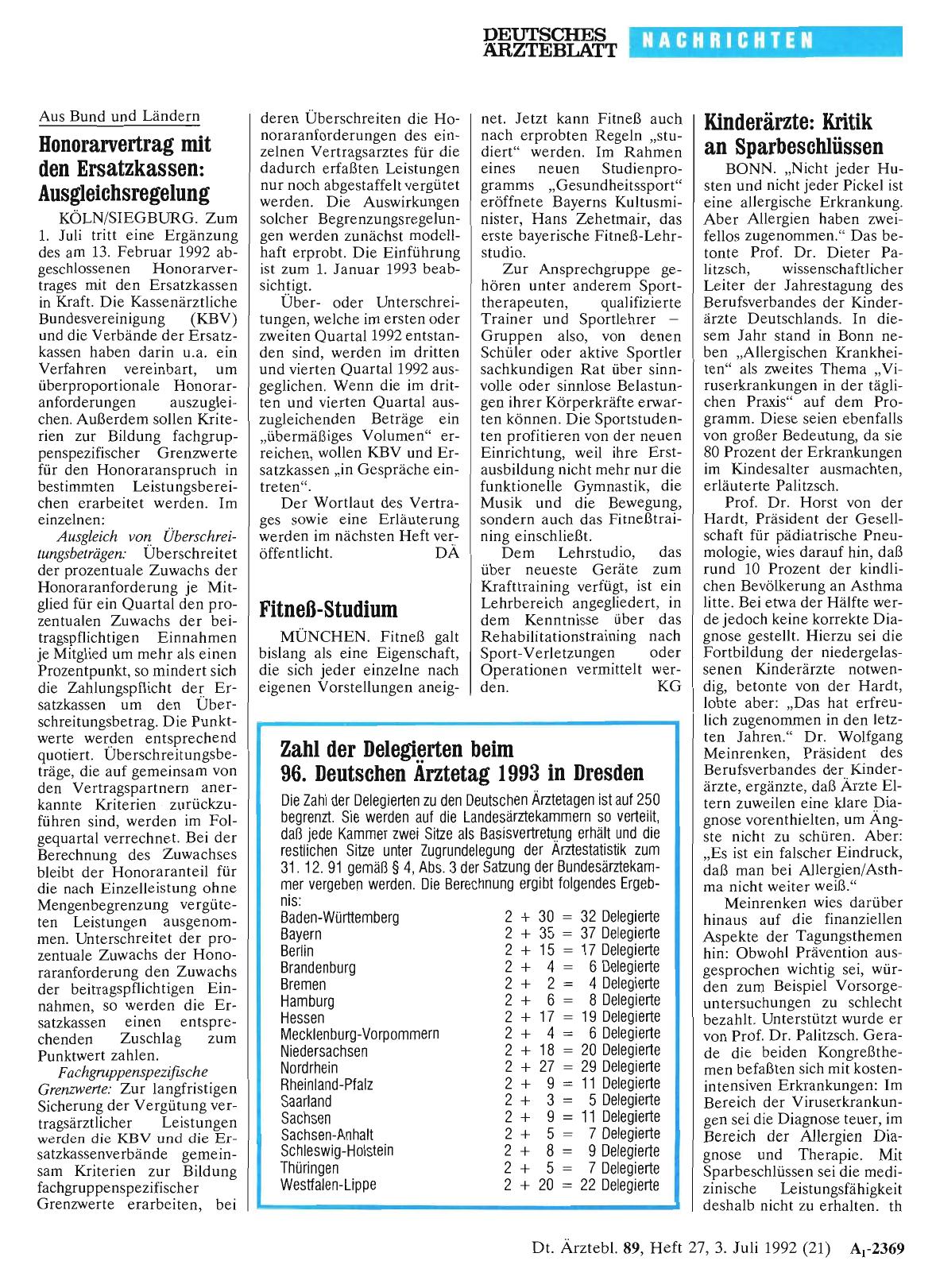 Vorschauseite 1: Honorarvertrag mit den Ersatzkassen: Ausgleichsregelung