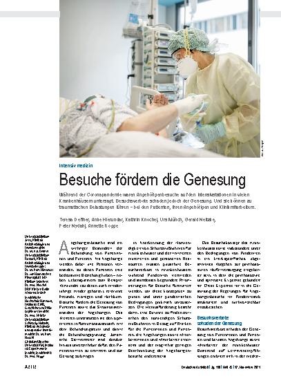 Vorschauseite 1: Intensivmedizin: Besuche fördern die Genesung