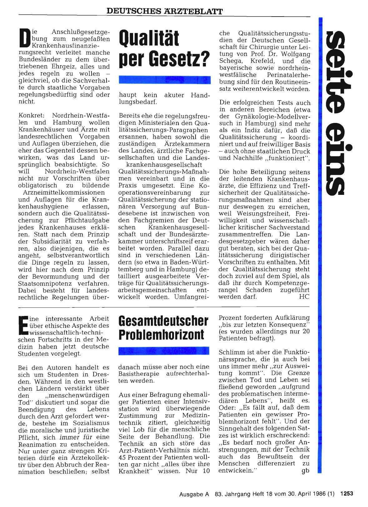 Vorschauseite 1: Gesamtdeutscher Problemhorizont