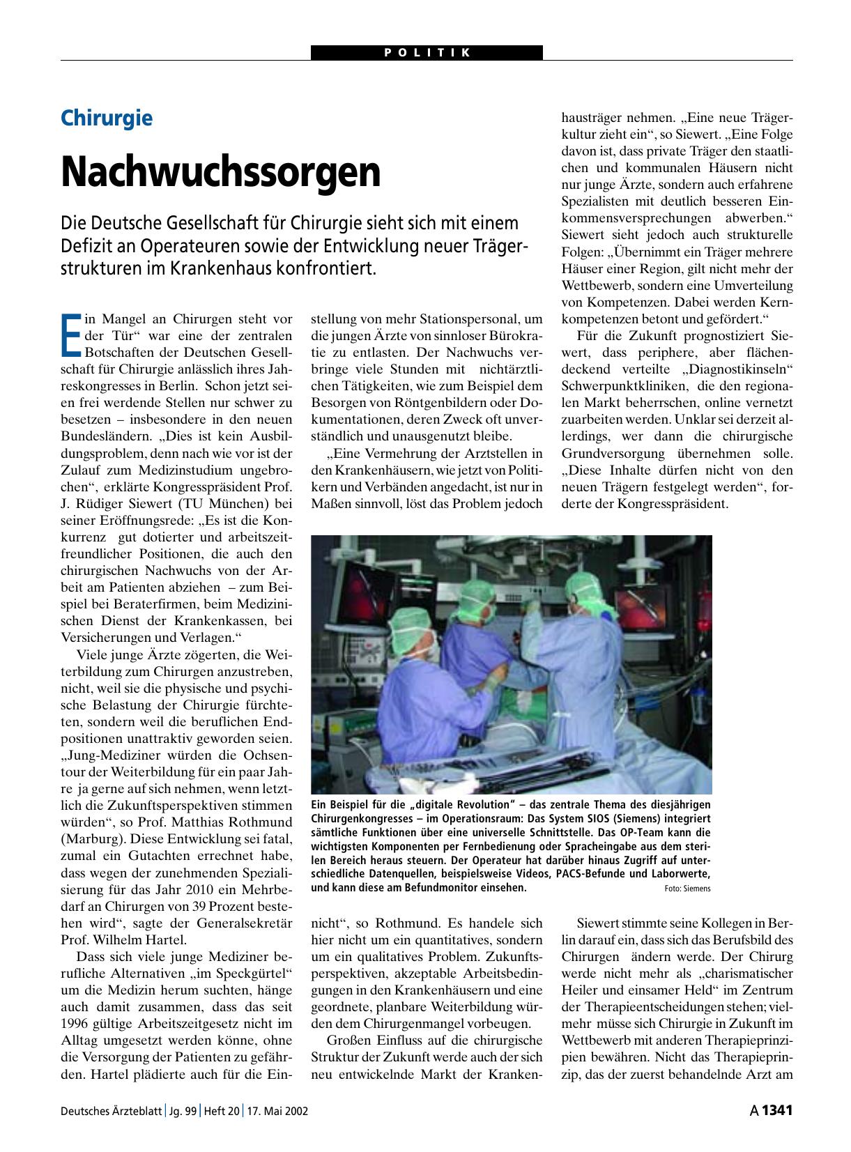 Vorschauseite 1: Chirurgie: Nachwuchssorgen