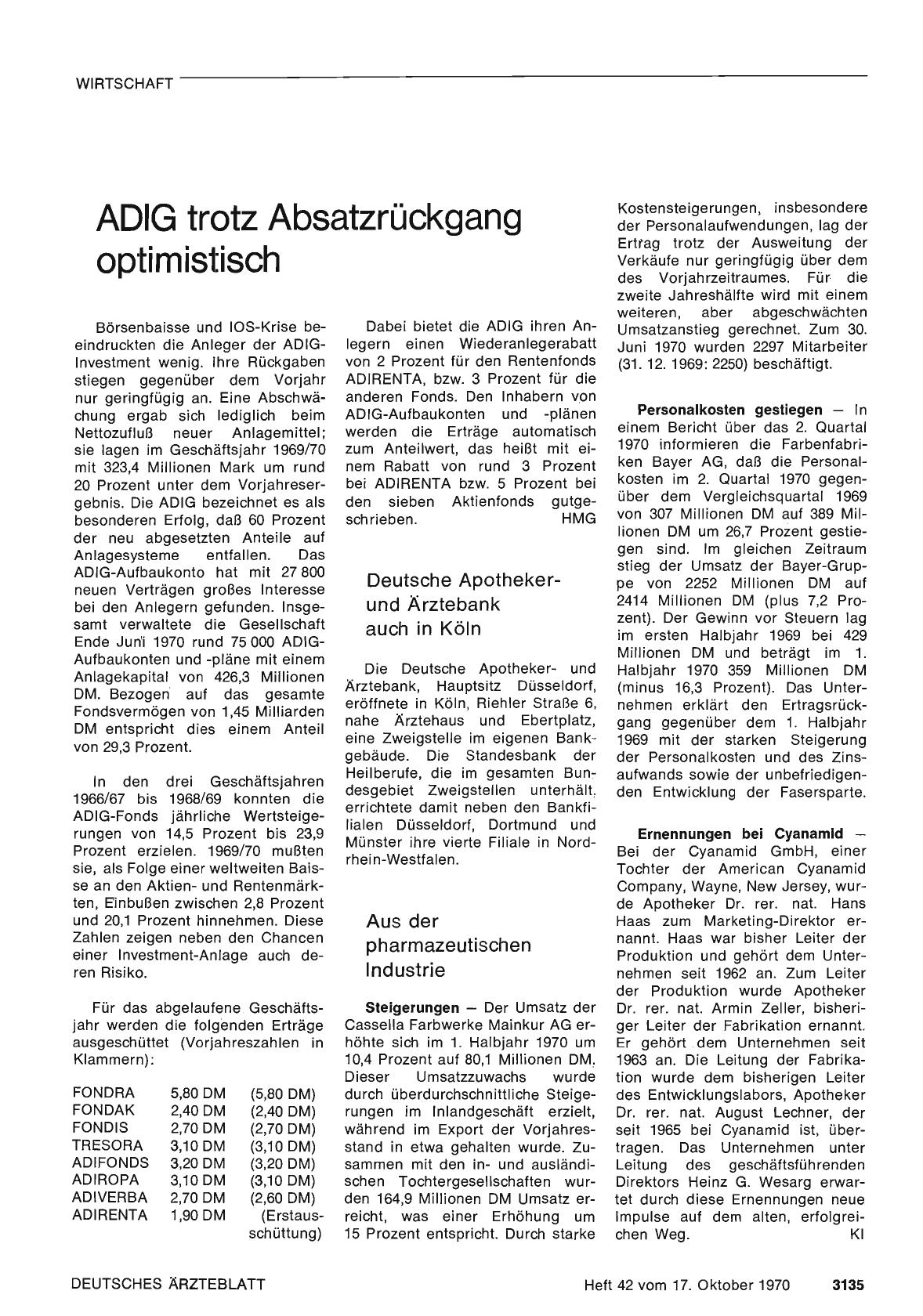 Vorschauseite 1: ADIG trotz Absatzrückgang optimistisch
