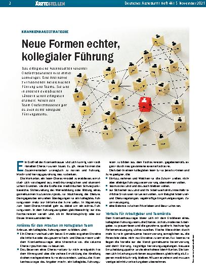 Vorschauseite 1: Krankenhausstrategie: Neue Formen echter, kollegialer Führung