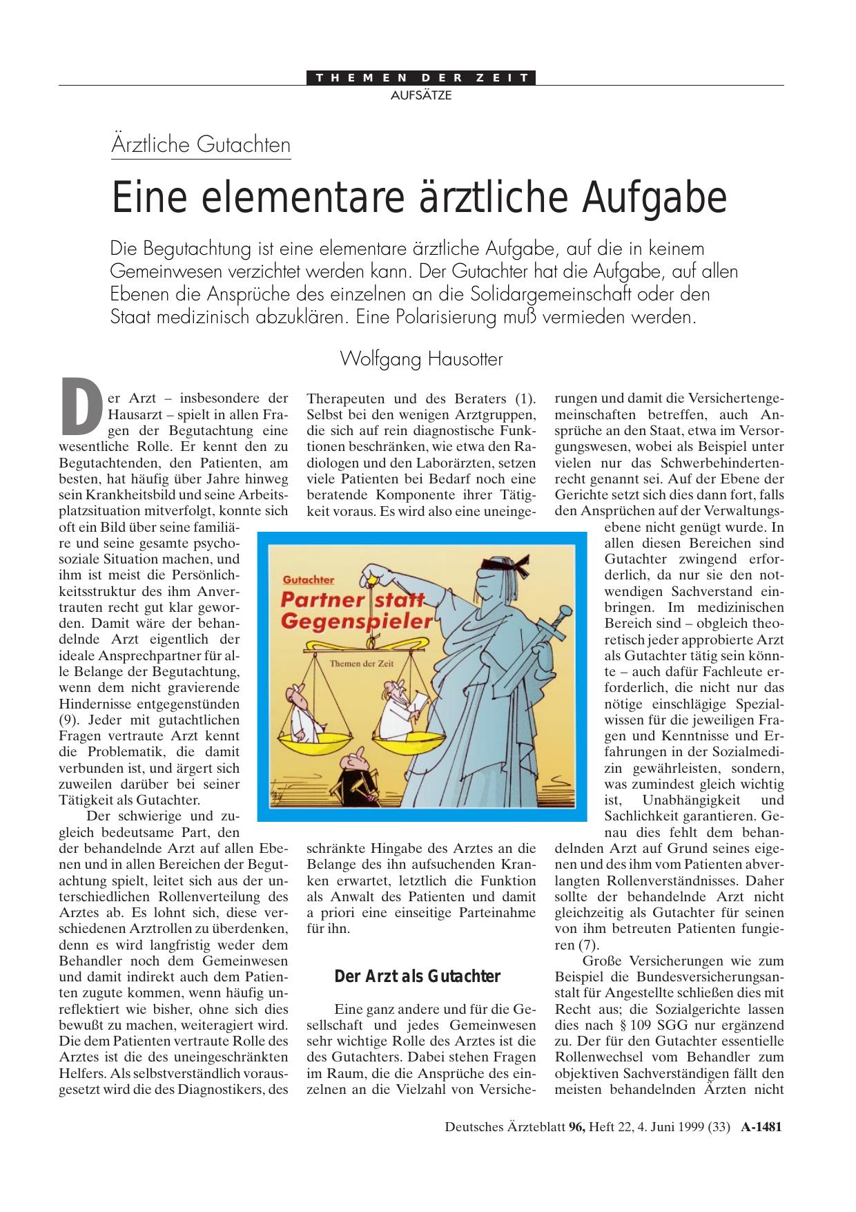 Vorschauseite 1: Ärztliche Gutachten: Eine elementare ärztliche Aufgabe