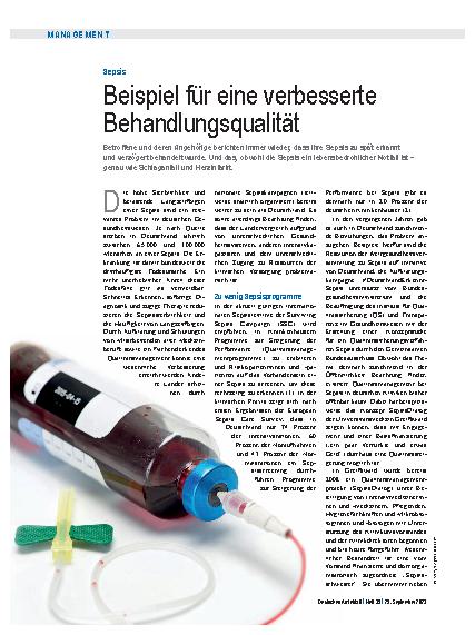 Vorschauseite 1: Sepsis: Beispiel für eine verbesserte Behandlungsqualität