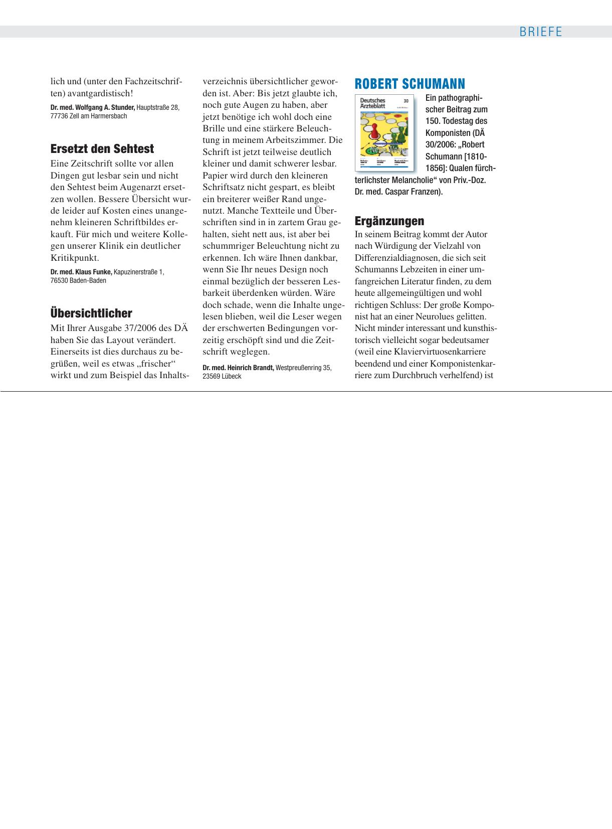 Vorschauseite 1: Deutsches Ärzteblatt: Ersetzt den Sehtest
