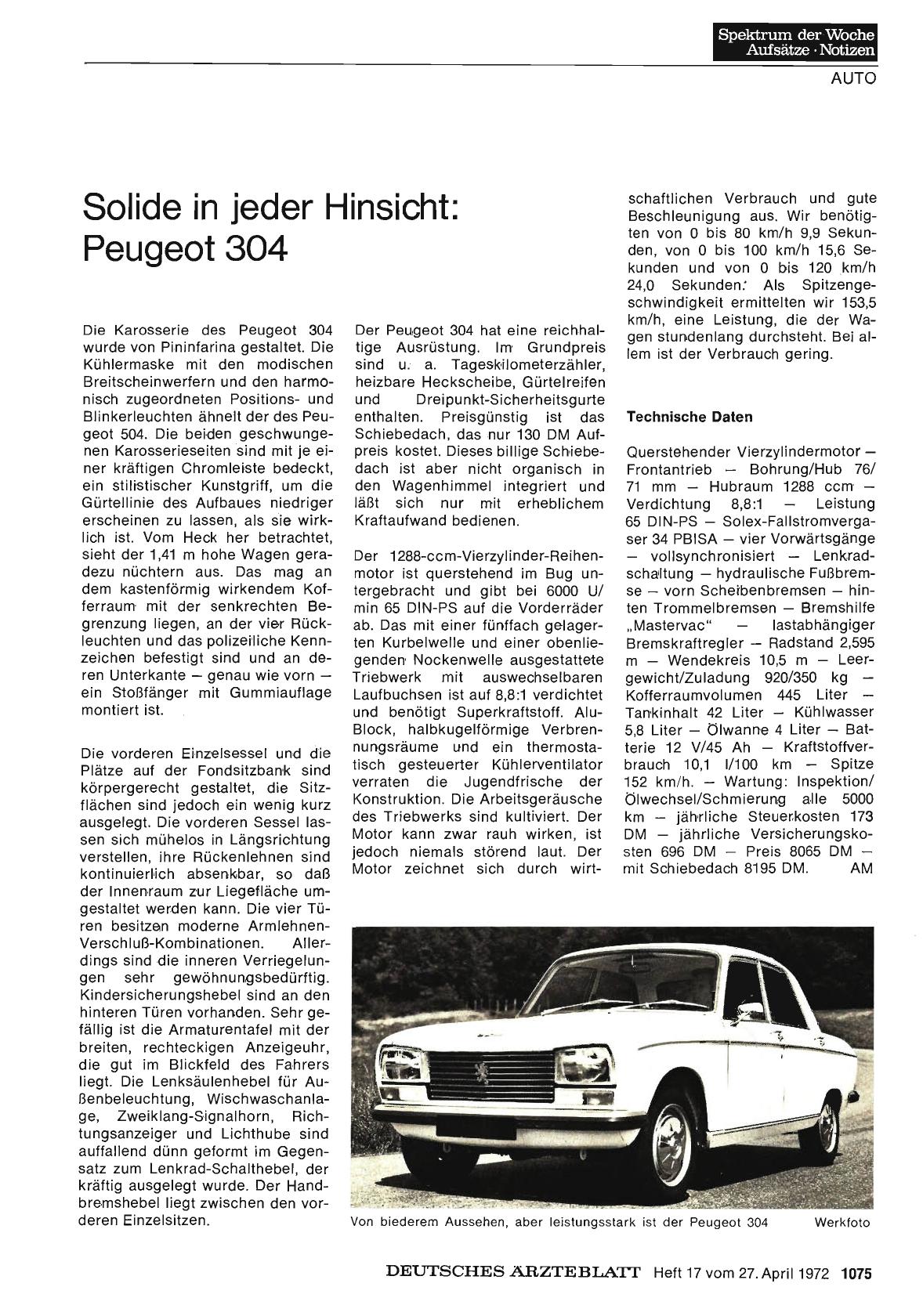 Vorschauseite 1: Solide in jeder Hinsicht: Peugeot 304