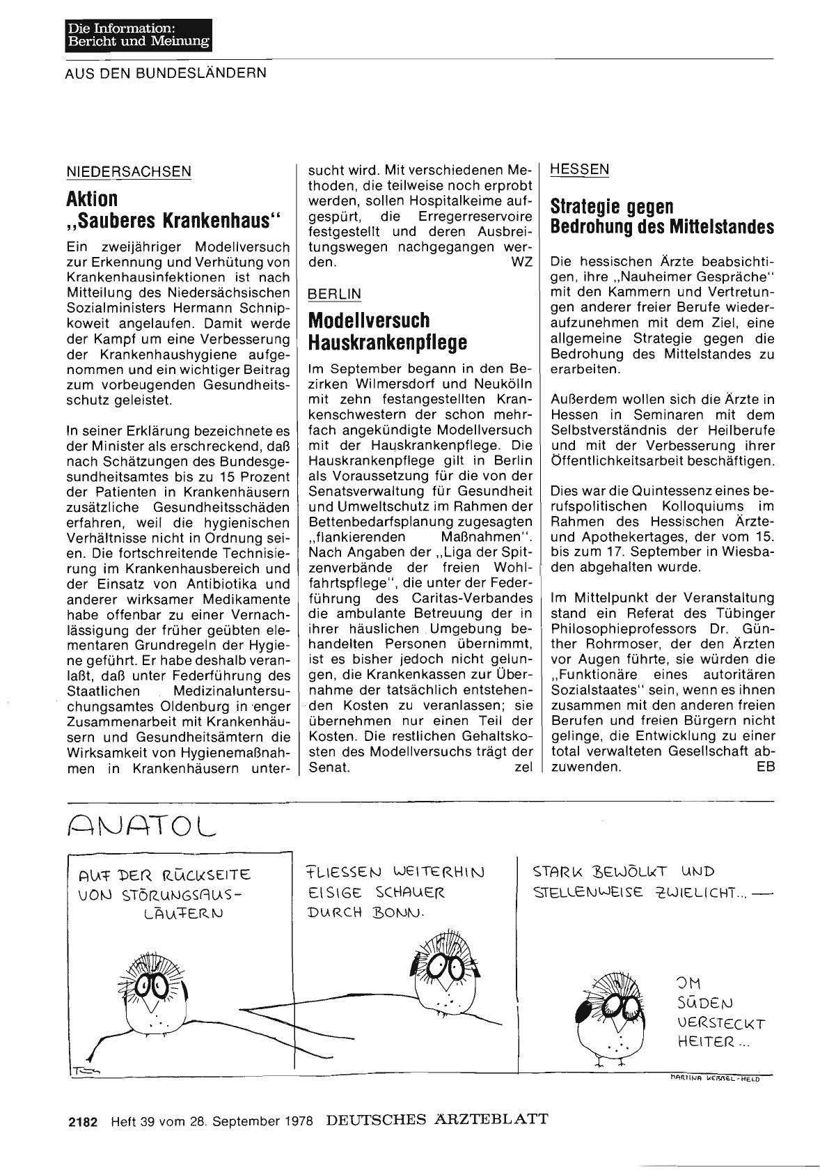 Vorschauseite 1: NIEDERSACHSEN: Aktion „Sauberes Krankenhaus“