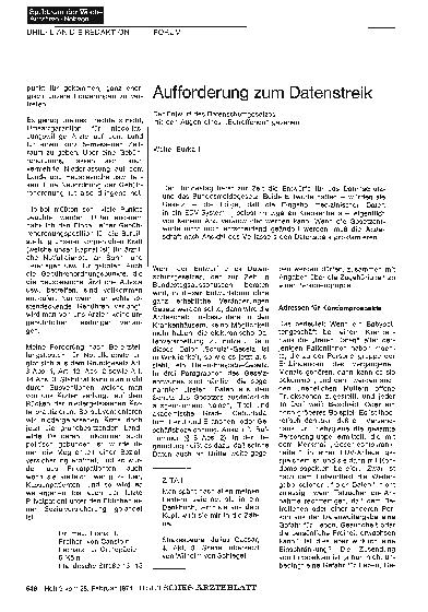Vorschauseite 1: Aufforderung zum Datenstreik