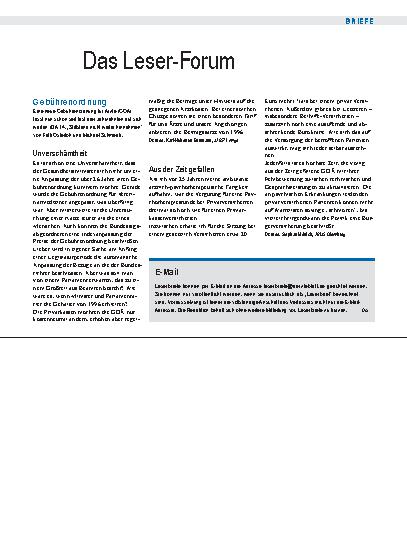Vorschauseite 1: Gebührenordnung: Aus der Zeit gefallen