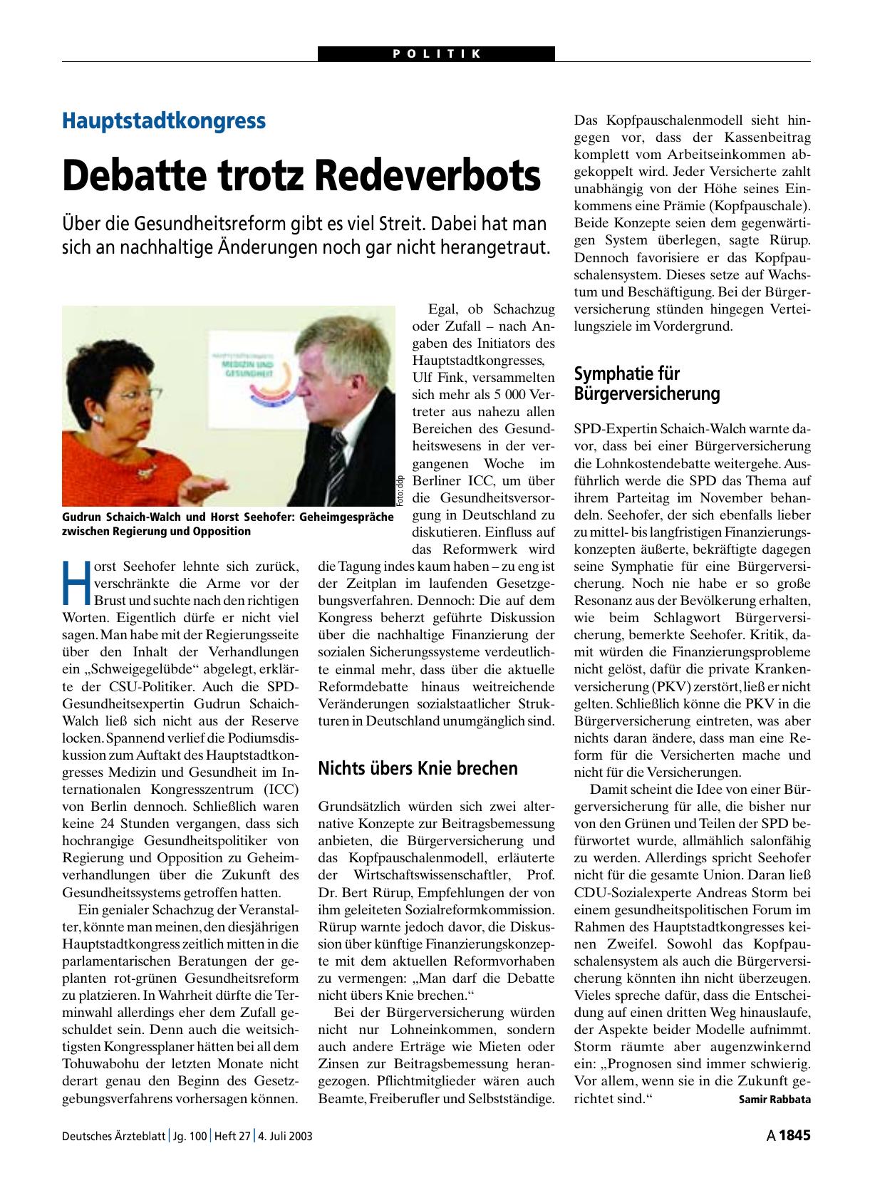 Vorschauseite 1: Hauptstadtkongress: Debatte trotz Redeverbots