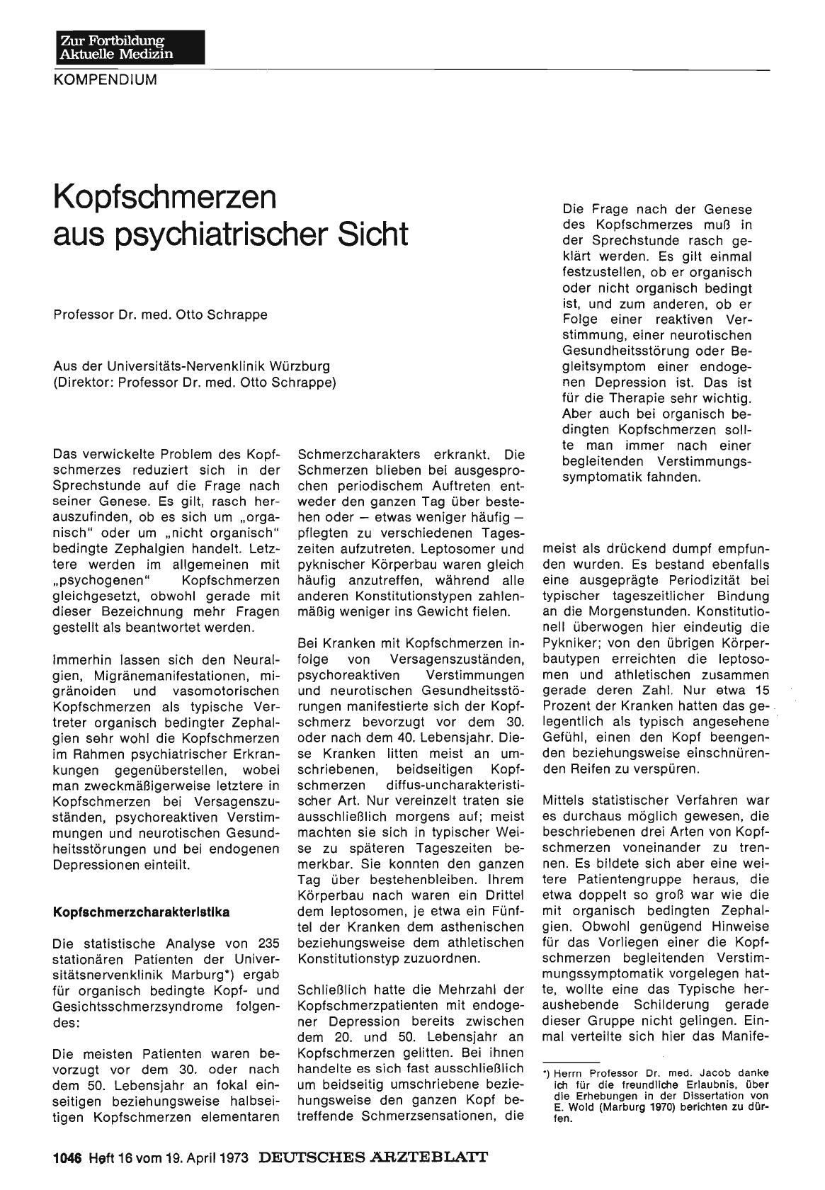 Vorschauseite 1: Kopfschmerzen aus psychiatrischer Sicht