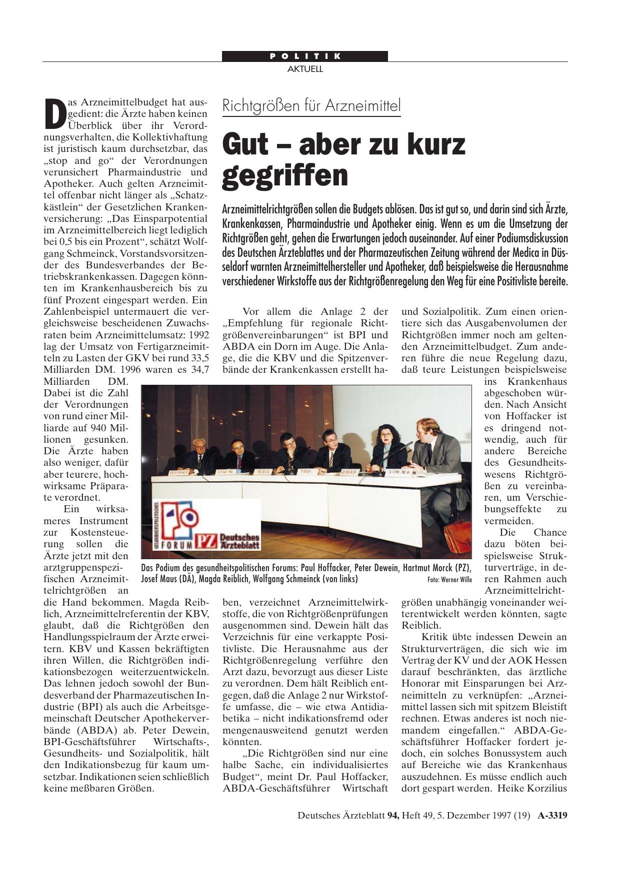 Vorschauseite 1: Richtgrößen für Arzneimittel: Gut - aber zu kurz gegriffen