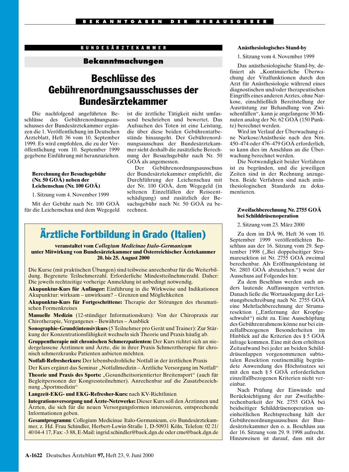 Vorschauseite 1: Ärztliche Fortbildung in Grado (Italien)
