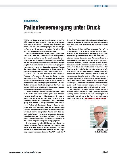 Vorschauseite 1: Ökonomisierung: Patientenversorgung unter Druck