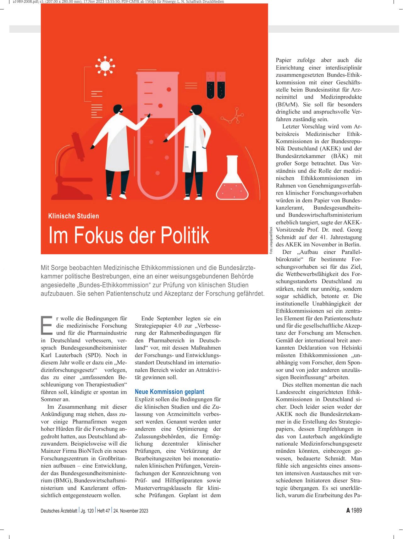 Vorschauseite 1: Klinische Studien: Im Fokus der Politik