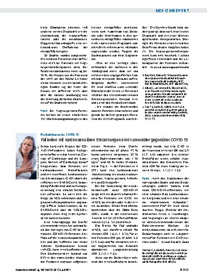Vorschauseite 1: Risikofaktoren für COVID-19: Patienten mit kardiovaskulären Erkrankungen sind vulnerabler gegenüber COVID-19