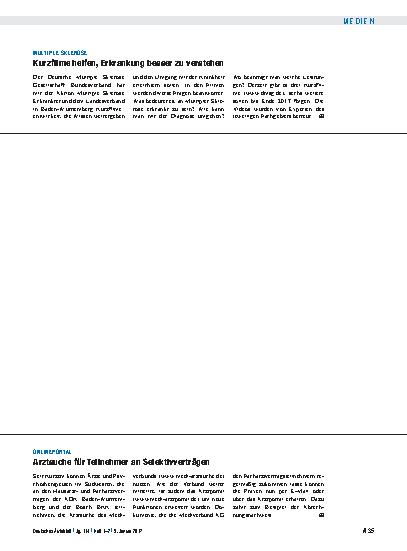 Vorschauseite 1: Multiple Sklerose: Kurzfilme helfen, Erkrankung besser zu verstehen