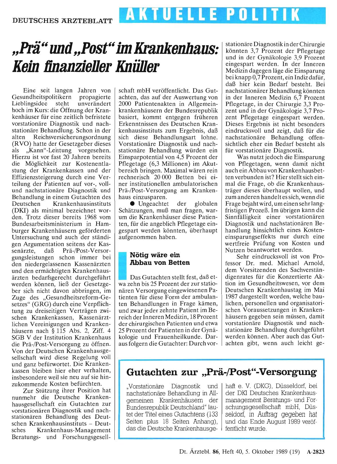 Vorschauseite 1: „Prä“ und „Post“ im Krankenhaus: Kein finanzieller Knüller