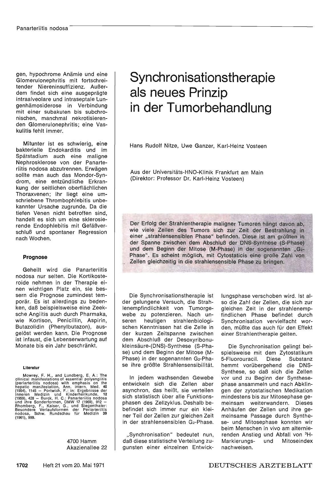 Vorschauseite 1: Synchronisationstherapie als neues Prinzip in der Tumorbehandlung