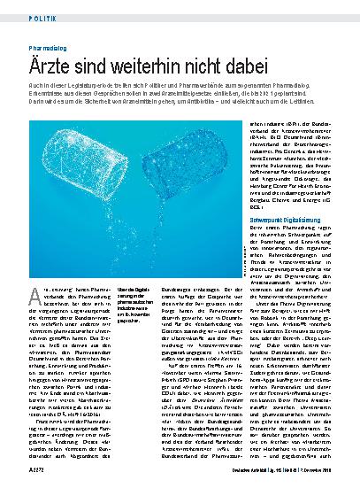 Vorschauseite 1: Pharmadialog: Ärzte sind weiterhin nicht dabei