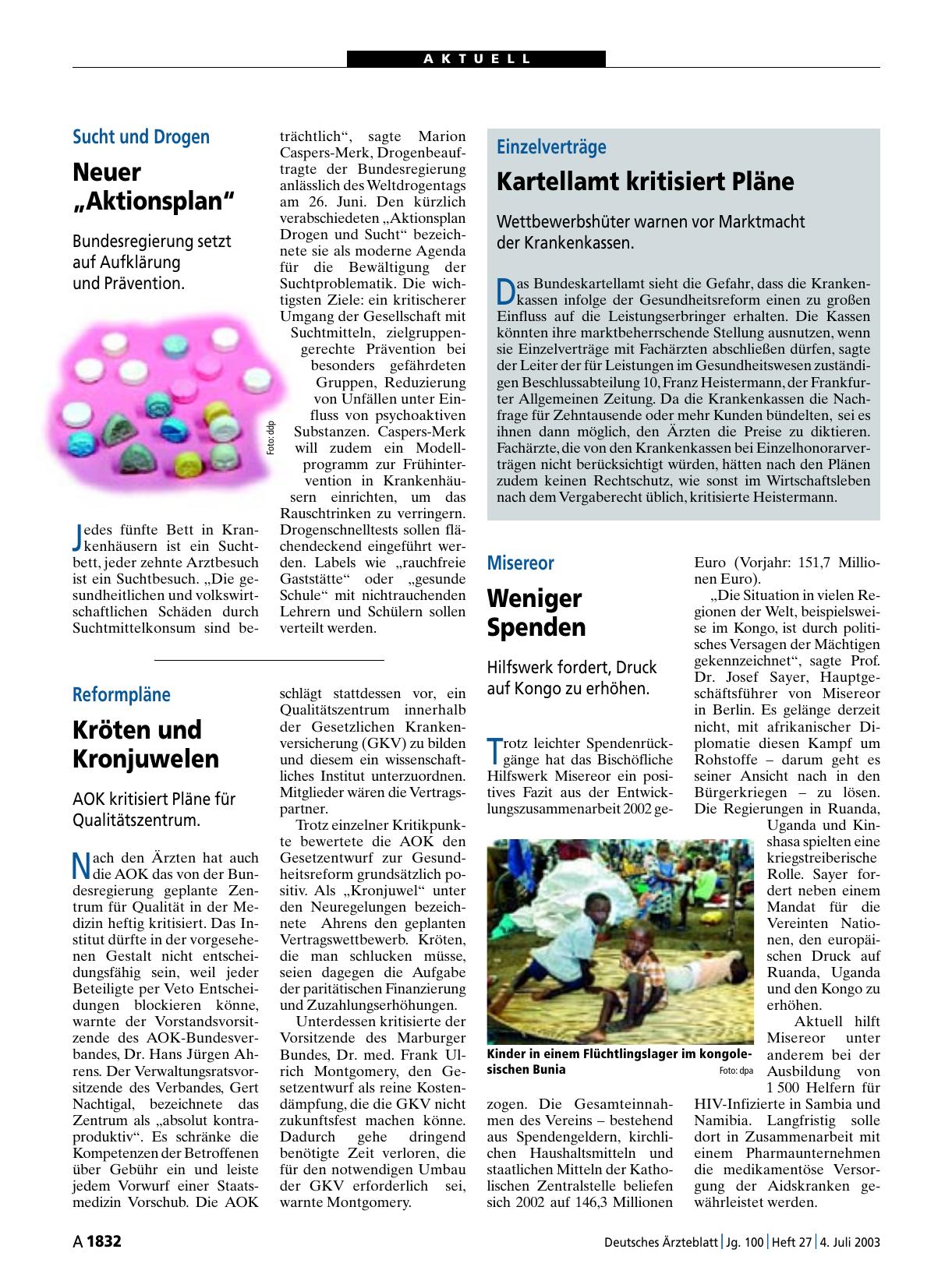 Vorschauseite 1: Misereor: Weniger Spenden