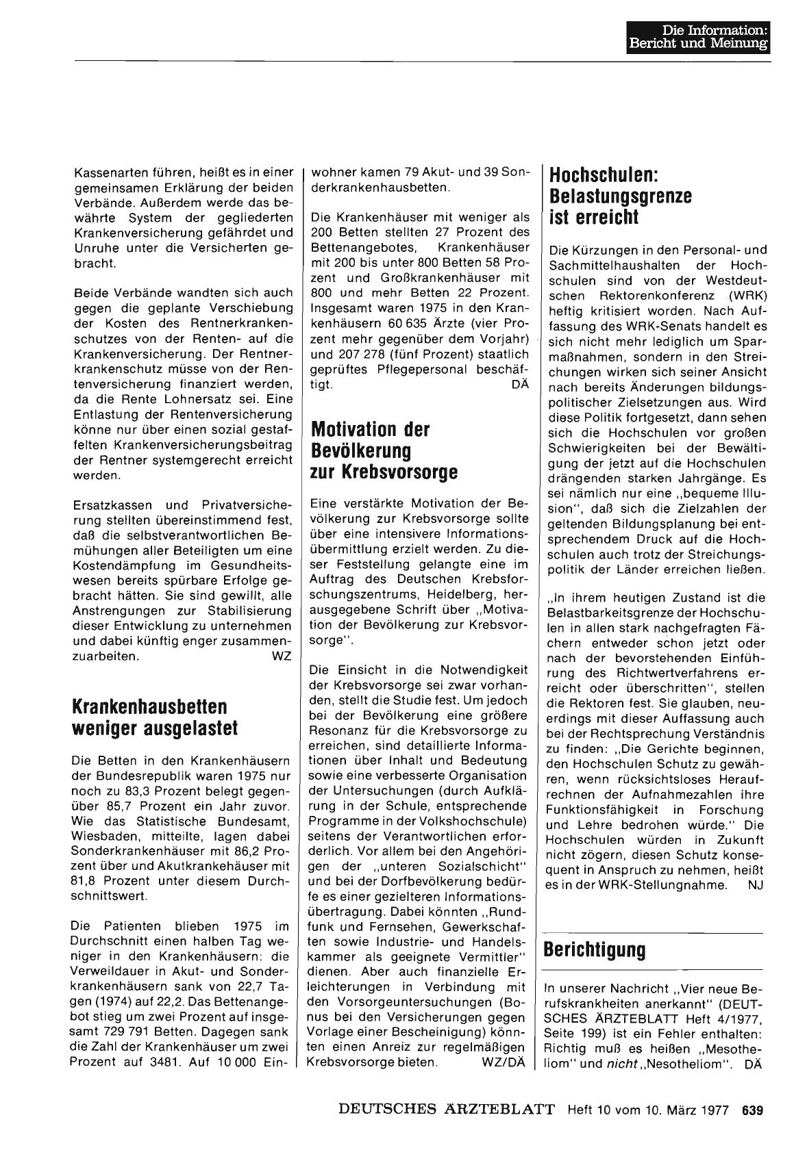 Vorschauseite 1: Krankenhausbetten weniger ausgelastet