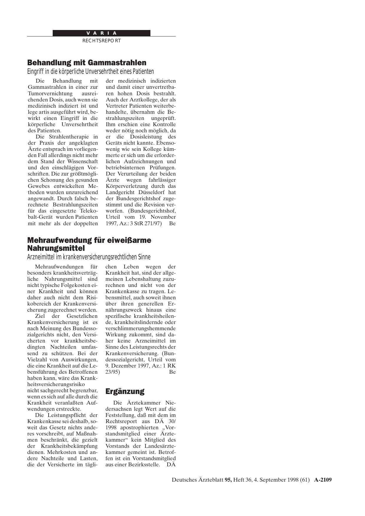 Vorschauseite 1: Behandlung mit Gammastrahlen: Eingriff in die körperliche Unversehrtheit eines Patienten