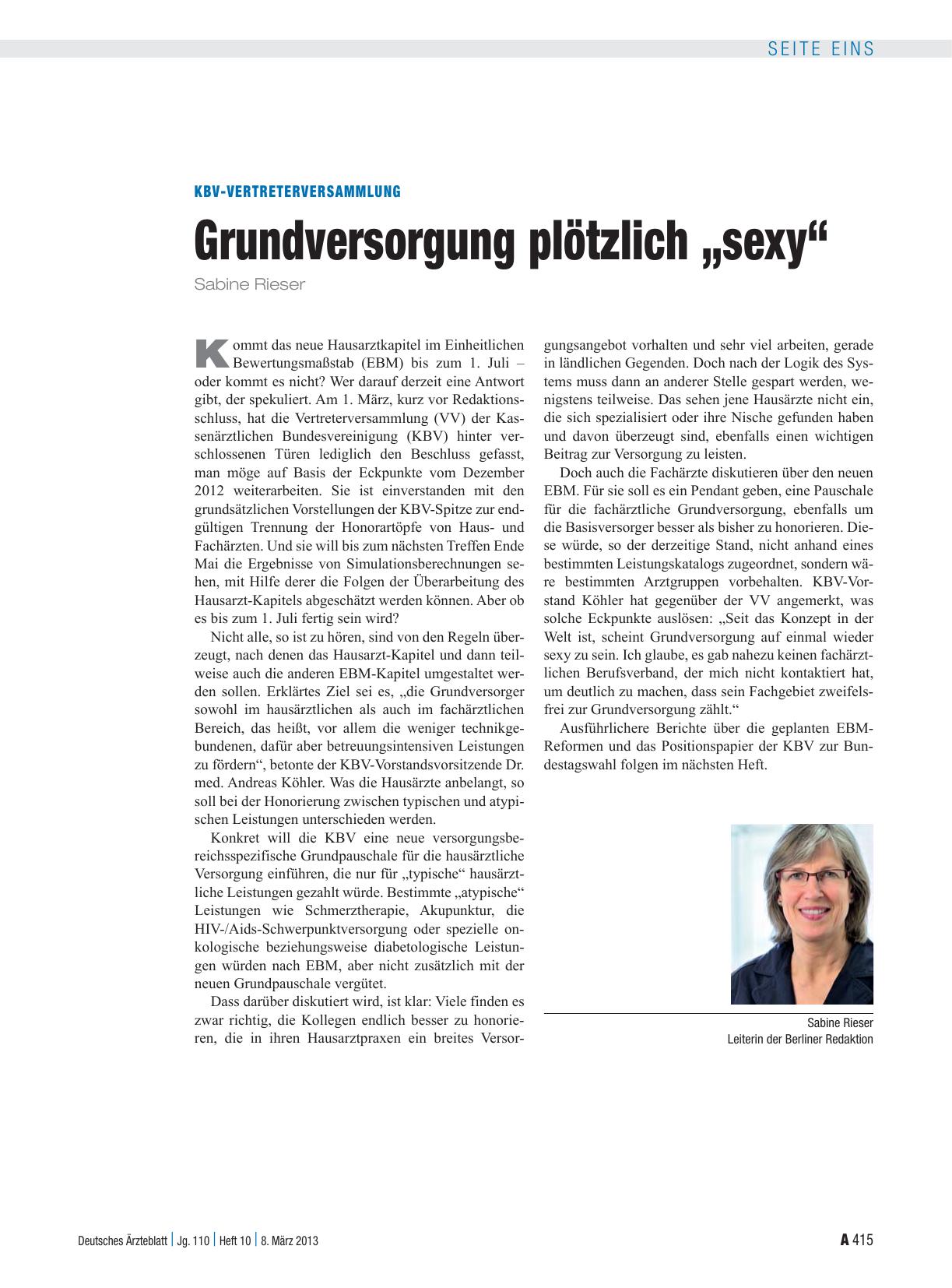Vorschauseite 1: KBV-Vertreterversammlung: Grundversorgung plötzlich „sexy“